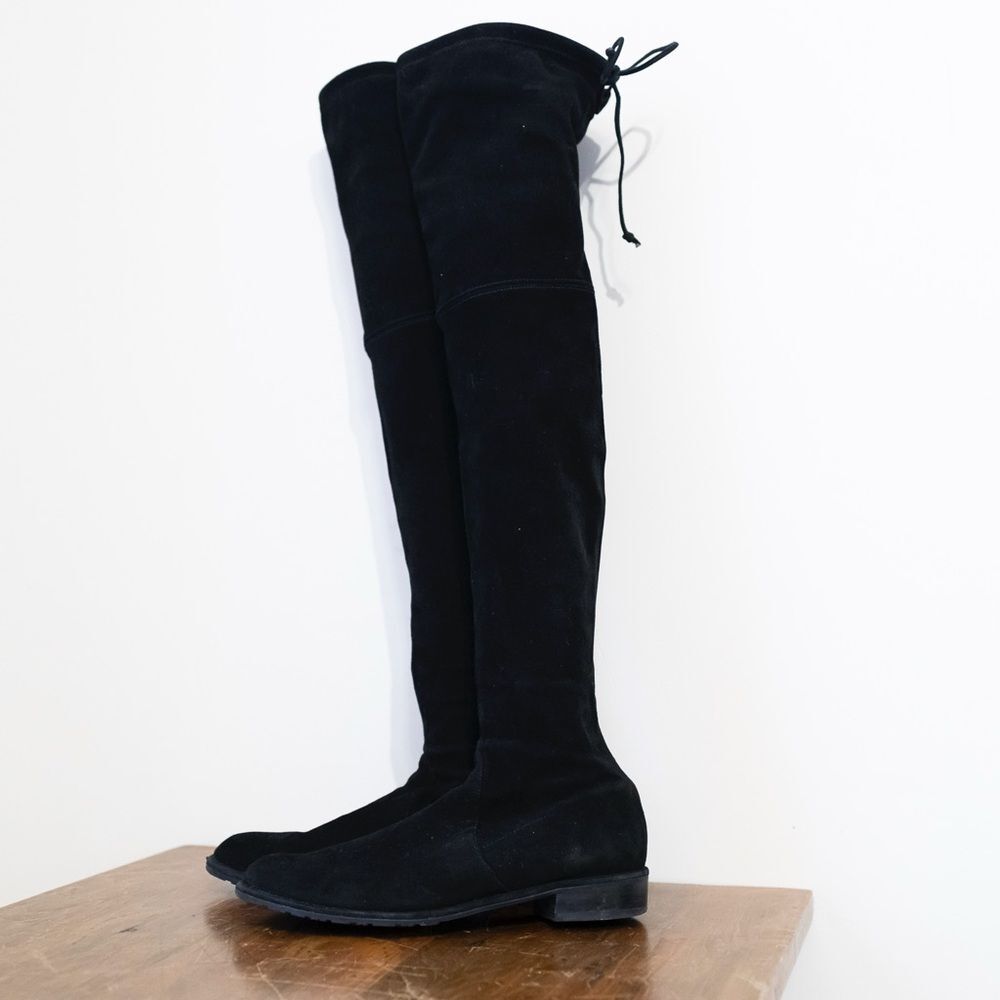 Stuart Weitzman Lowland Over-the-Knee Black Suede Boots Size 7.5 - Picture 5 of 12